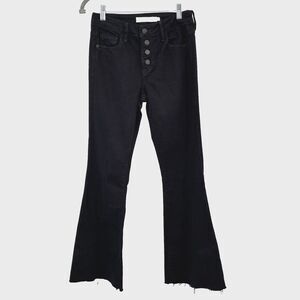 Hidden Jeans Womens 26 Black Flare Leg Stretch Button-Fly Raw Hem Bell Bottoms